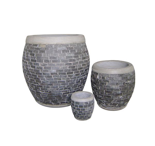 Stone Mosaic Pot Cement TQV_P26016