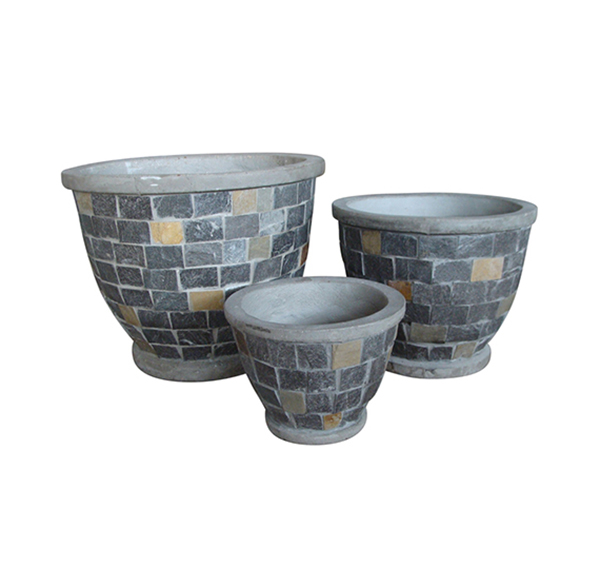 Stone Mosaic Pot Cement TQV_P26020