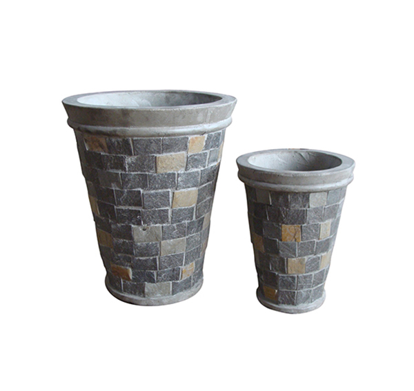 Stone Mosaic Pot Cement TQV_P26022
