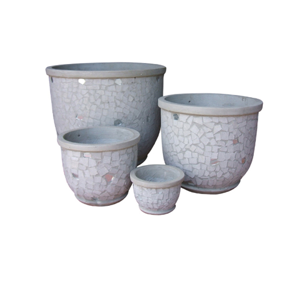 Stone Mosaic Pot Cement TQV_P26038