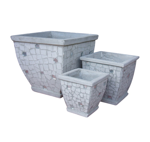 Stone Mosaic Pot Cement TQV_P26039