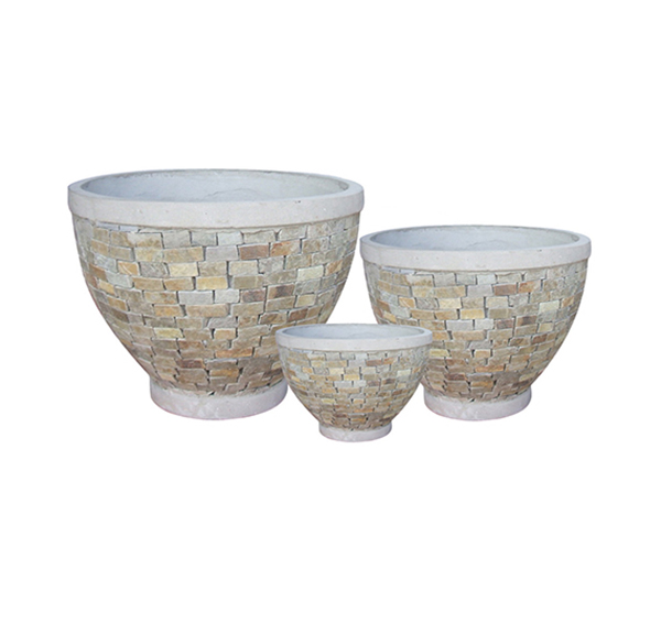 Stone Mosaic Pot Cement TQV_P26043